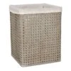 Grey Bamboo Wood Laundry Hamper With Liner, Medium