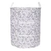 Grey Floral Canvas Laundry Hamper, Small