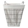 Grey Tapered Wavy Metal Wire Laundry Hamper, Large