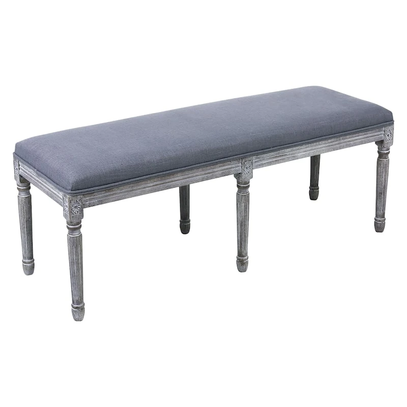 Heritage Dark Grey Linen Bench 1 Heritage Dark Grey Linen Bench
