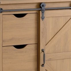 Honeybloom 3-Drawer Jacob Sliding Barn Door Cabinet, Brown -Furniture Store honeybloom 3 drawer jacob sliding barn door cabinet brown 2