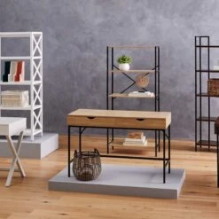 Honeybloom 4-Tier Burnaby Wood & Metal Shelf -Furniture Store honeybloom 4 tier burnaby wood metal shelf 7