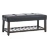 Honeybloom Collins Black Leather Bench