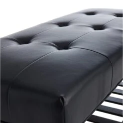 Honeybloom Collins Black Leather Bench -Furniture Store honeybloom collins black leather bench 2