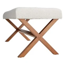 Honeybloom Jordan Chenille Bench, Ivory -Furniture Store honeybloom jordan chenille bench ivory 2