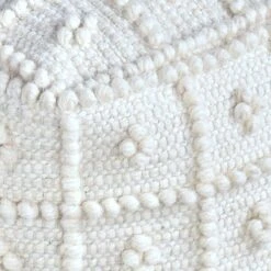 Honeybloom Knots Cream Pouf -Furniture Store honeybloom knots cream pouf 2