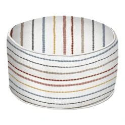 Honeybloom Rainbow Striped Pouf, 20x14