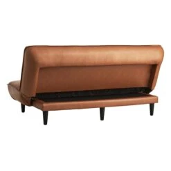 Honeybloom Wyatt Push Back Sofa, Cognac Faux Leather -Furniture Store honeybloom wyatt push back sofa cognac faux leather 1