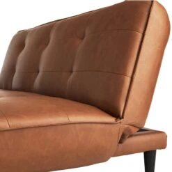 Honeybloom Wyatt Push Back Sofa, Cognac Faux Leather -Furniture Store honeybloom wyatt push back sofa cognac faux leather 3