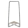 Jami Corner Black Garment Rack With Brown Shelf
