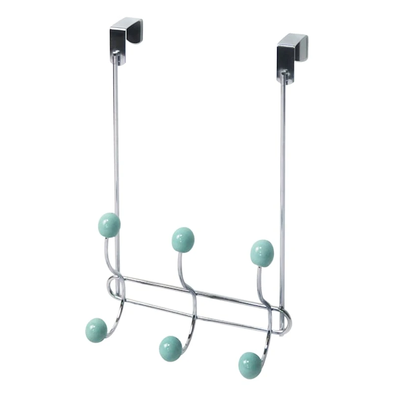 Jasmine Blue Wire & Chrome Over The Door Hanger 1 Jasmine Blue Wire & Chrome Over The Door Hanger