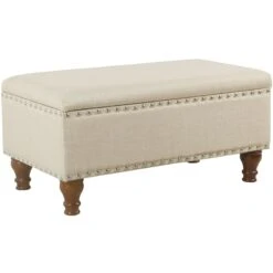 Jasmine Linen Storage Ottoman, Natural
