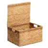 Joan Water Hyacinth Rectangle Storage Basket With Lid, Large