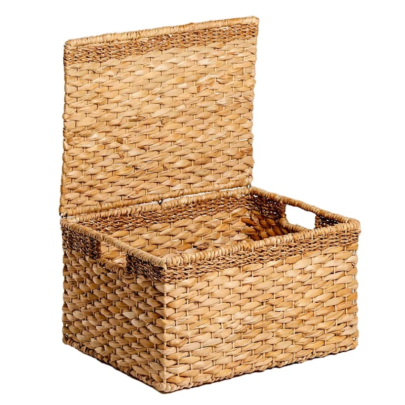 Joan Water Hyacinth Rectangle Storage Basket With Lid, Large 1 Joan Water Hyacinth Rectangle Storage Basket With Lid, Large