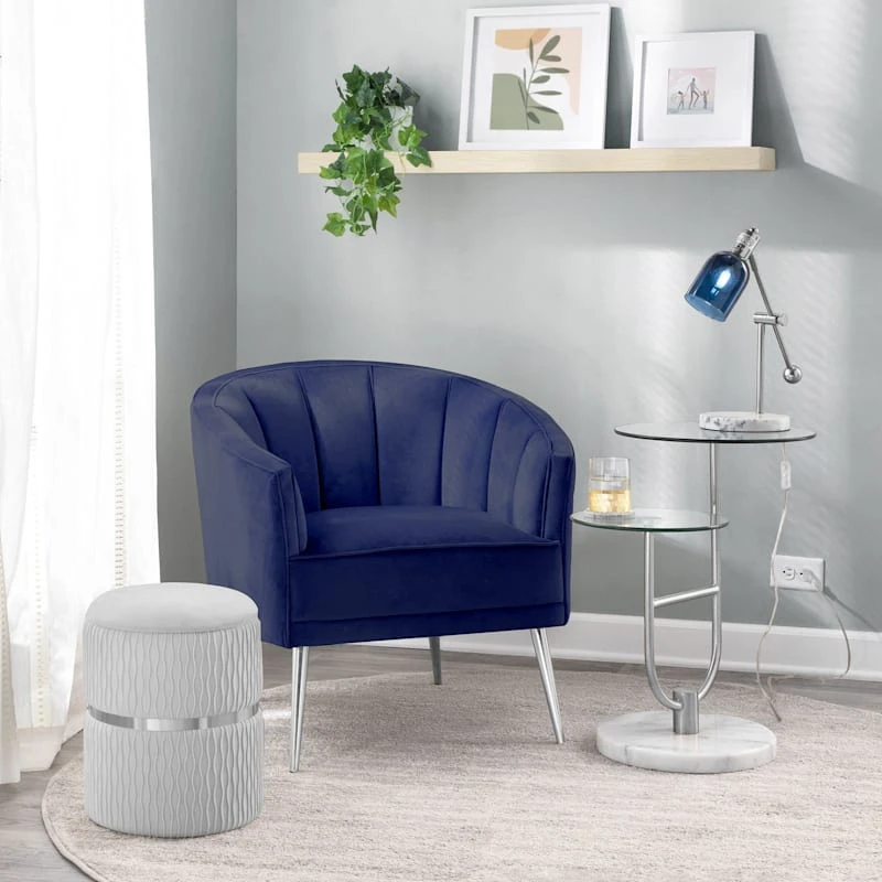 Laila Ali Avani Blue Velvet Accent Chair 9 Laila Ali Avani Blue Velvet Accent Chair - Image 9