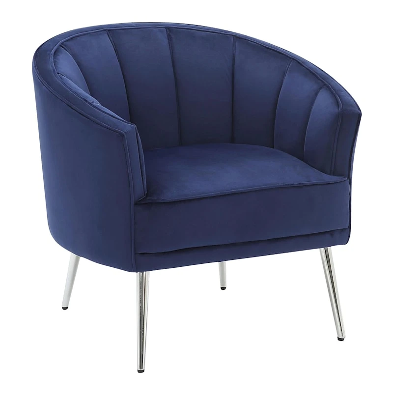 Laila Ali Avani Blue Velvet Accent Chair 1 Laila Ali Avani Blue Velvet Accent Chair