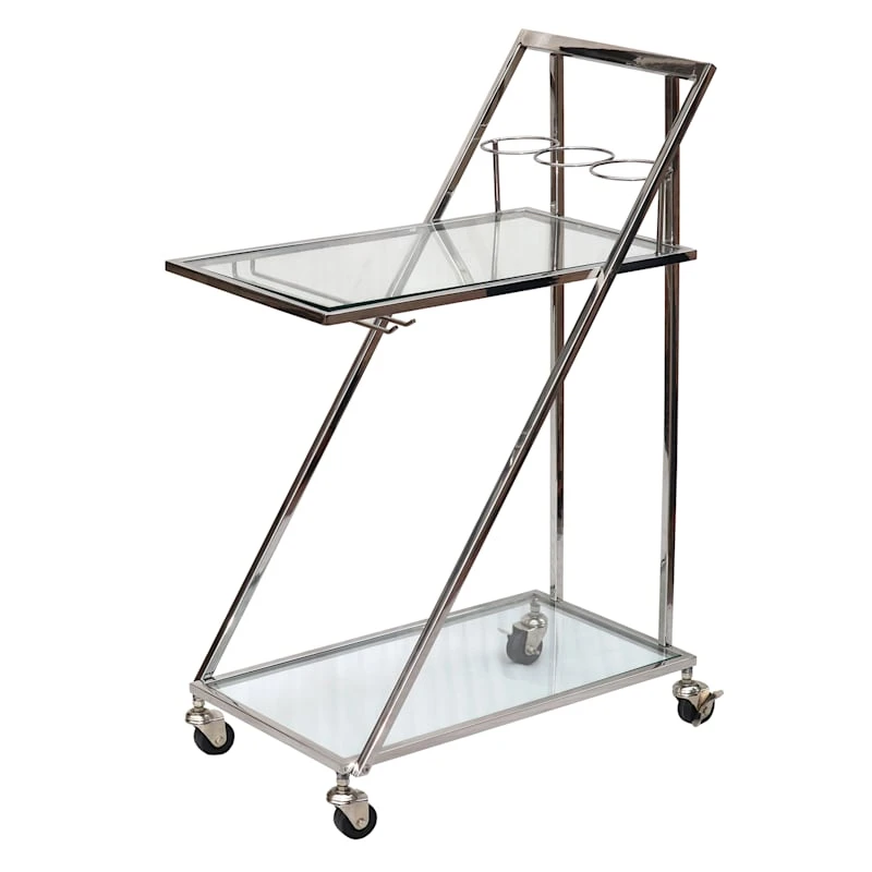 Laila Ali Glass & Steel Bar Cart 1 Laila Ali Glass & Steel Bar Cart
