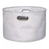 Light Grey Round Fabric Storage Basket, Large