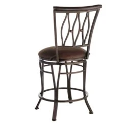 Marsol Brown Swivel Counter Stool With Faux Leather Seat -Furniture Store marsol brown swivel counter stool with faux leather seat 2
