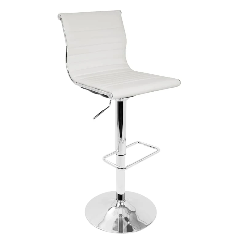 Master Faux Leather Adjustable Barstool, White 1 Master Faux Leather Adjustable Barstool, White