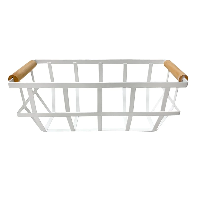 Metal Basket With Wood Handle 1 Metal Basket With Wood Handle