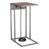 Metal C-Table With USB Port, Brown