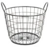 Metal Round Wire Grid Basket With Handle, Medium