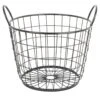 Metal Round Wire Grid Basket With Handle, Small