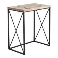 Metal X-Side Table With Wood Top, Large -Furniture Store metal x side table with wood top large 2