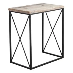 Metal X-Side Table With Wood Top, Large
