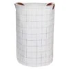 Modern Round Grid Patterned Laundry Hamper, Large