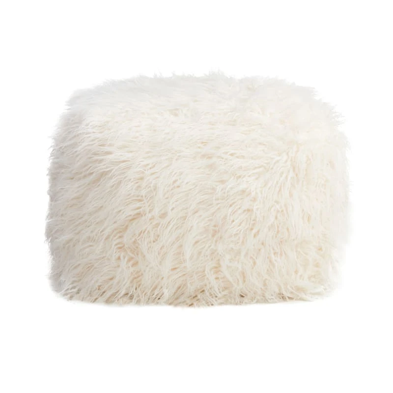 Mongolian Pouf, White 2 Mongolian Pouf, White - Image 2