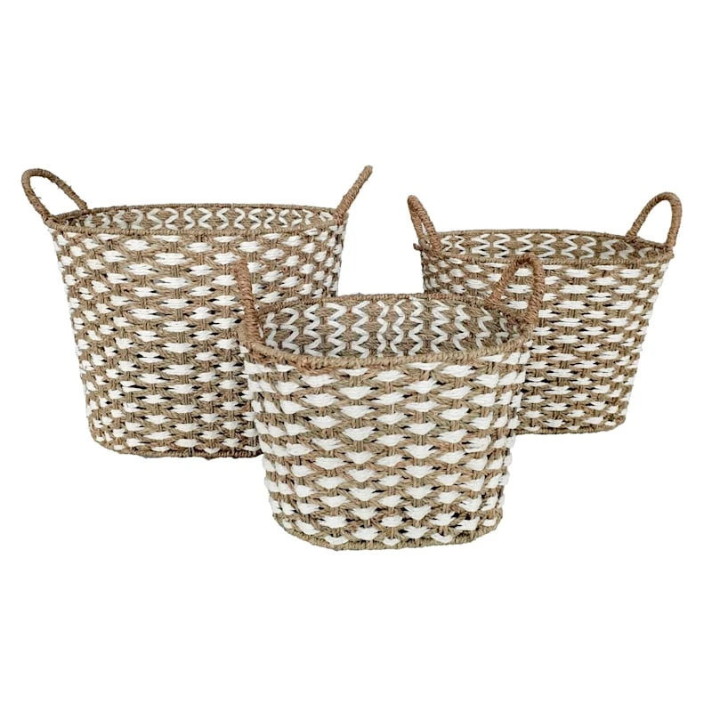 NATURAL WHITE WEAVE BASKET L 1 NATURAL WHITE WEAVE BASKET L