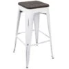 Oregon Vintage White Industrial Backless Barstool, 30"