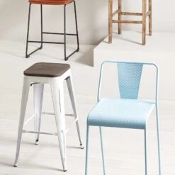 Oregon Vintage White Industrial Barstool, 24" -Furniture Store oregon vintage white industrial barstool 24 6