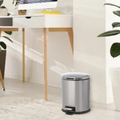 Oval Stainless Steel Pedal Bin, 5l -Furniture Store oval stainless steel pedal bin 5l 4