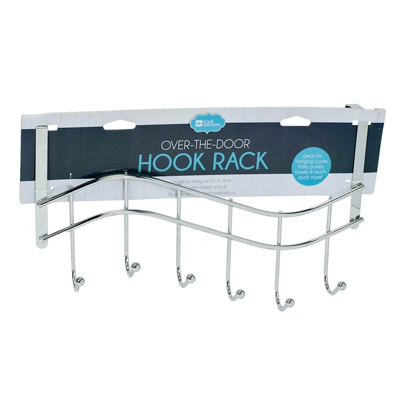 Over The Door Hook Rack, Nickel 1 Over The Door Hook Rack, Nickel