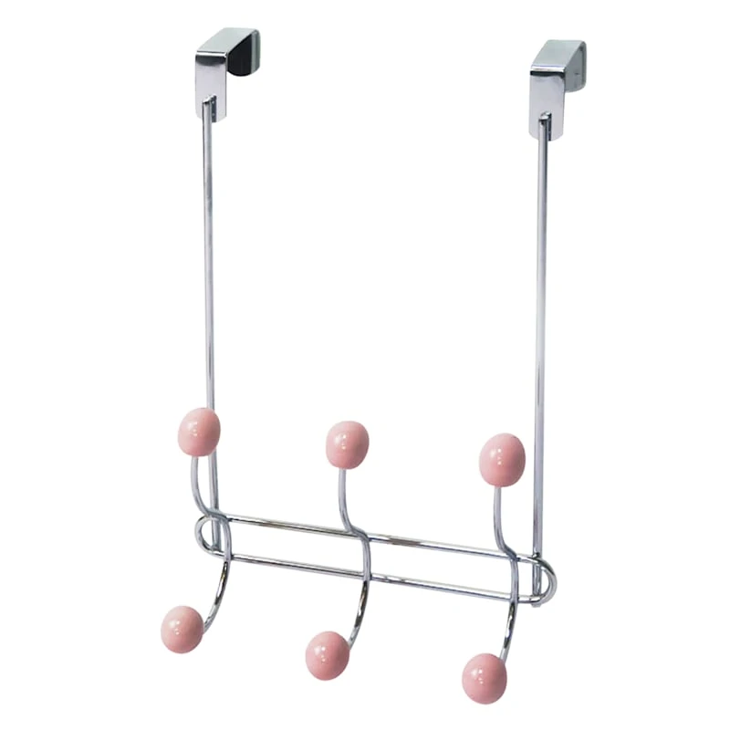 Pink Wire & Jasmine Chrome Over The Door Hanger 1 Pink Wire & Jasmine Chrome Over The Door Hanger