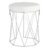 Prisma Chrome Wire Vanity Stool/Padded White Faux Leather Seat