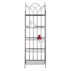 Providence 5-Tier Black Gothic Baker Rack With Metal Wire Shelves -Furniture Store providence 5 tier black gothic baker rack with metal wire shelves 5