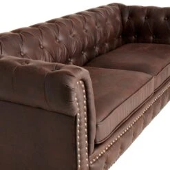 Providence Chesterfield Brown Faux Leather Tufted Sofa, 79" -Furniture Store providence chesterfield brown faux leather tufted sofa 79 3
