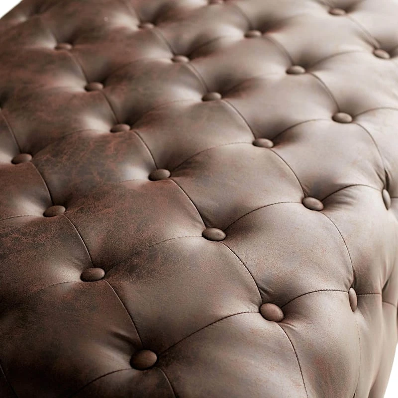 Providence Chesterfield Tufted Brown Faux Leather Ottoman 3 Providence Chesterfield Tufted Brown Faux Leather Ottoman - Image 3