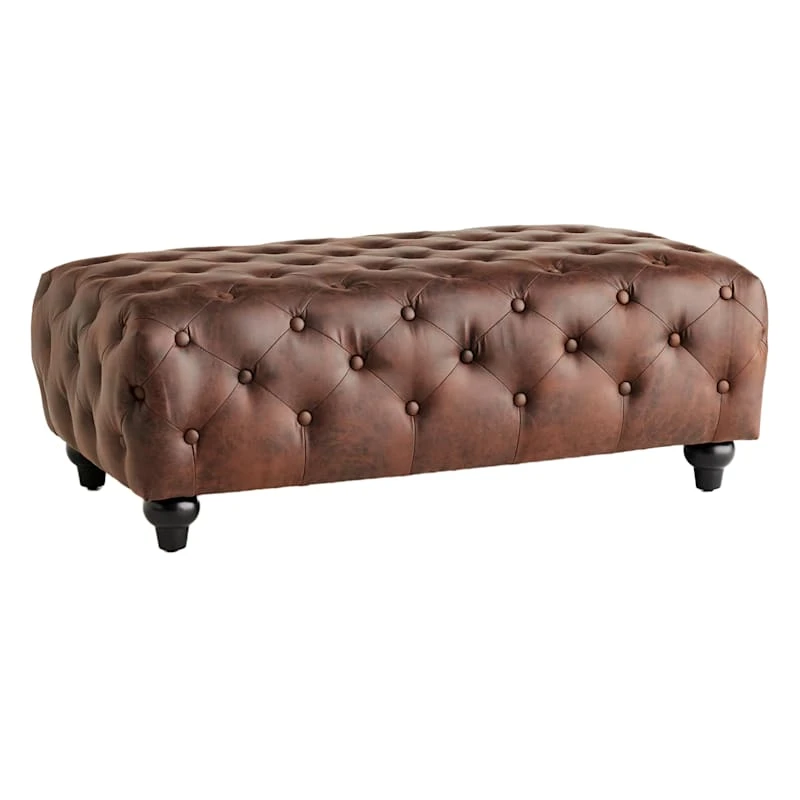 Providence Chesterfield Tufted Brown Faux Leather Ottoman 1 Providence Chesterfield Tufted Brown Faux Leather Ottoman