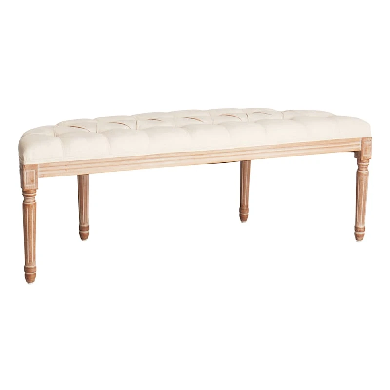 Providence Lourdes Tufted Curved Bench, Neutral 2 Providence Lourdes Tufted Curved Bench, Neutral - Image 2
