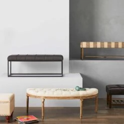 Providence Lourdes Tufted Curved Bench, Neutral 5 Providence Lourdes Tufted Curved Bench, Neutral -Furniture Store providence lourdes tufted curved bench neutral 2