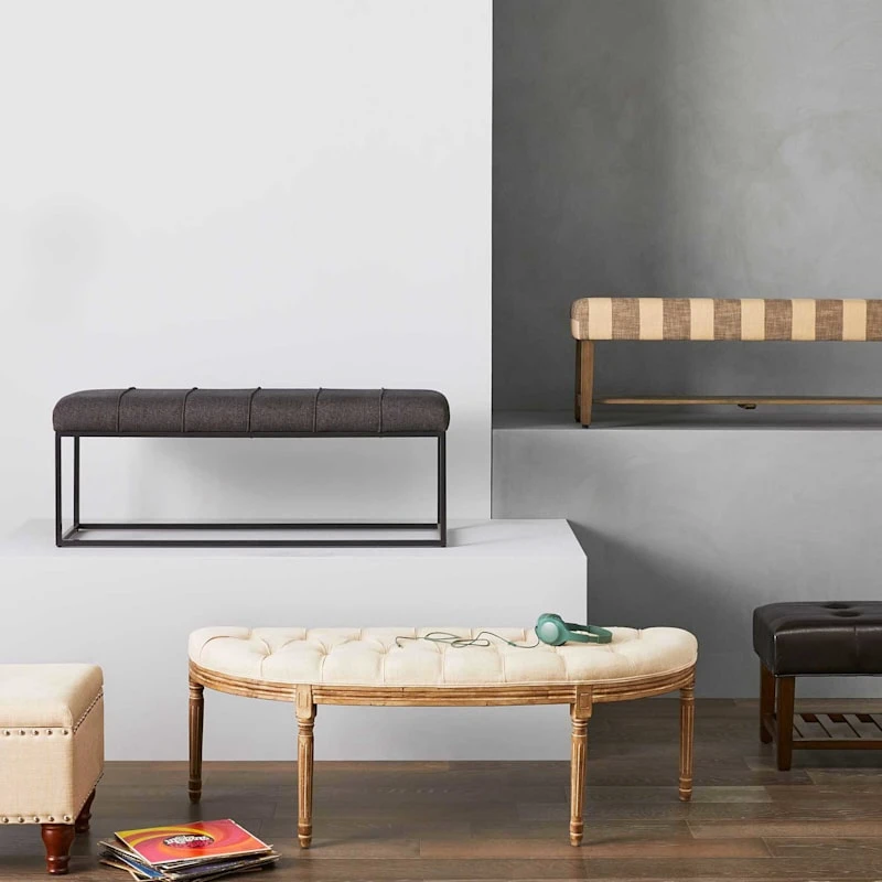 Providence Lourdes Tufted Curved Bench, Neutral 3 Providence Lourdes Tufted Curved Bench, Neutral - Image 3