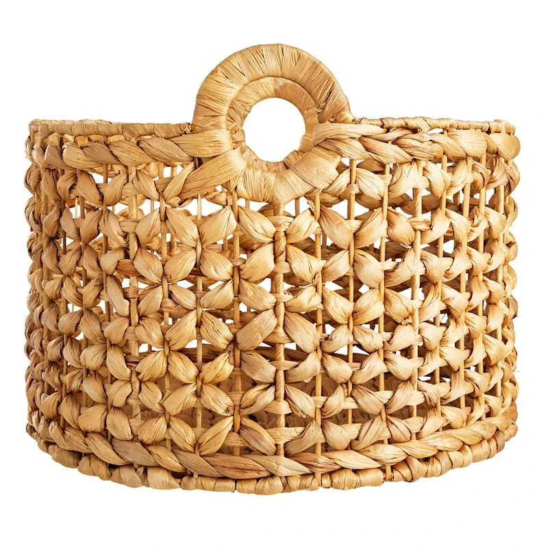 Providence Melia Round Flower Weave Storage Basket With Handles, Medium 2 Providence Melia Round Flower Weave Storage Basket With Handles, Medium - Image 2