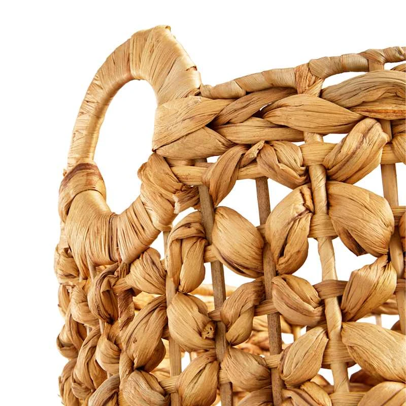 Providence Melia Round Flower Weave Storage Basket With Handles, Small 3 Providence Melia Round Flower Weave Storage Basket With Handles, Small - Image 3