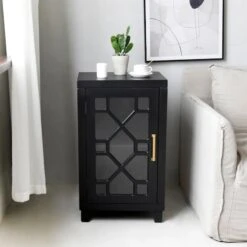 Providence Merrick Black 1-Door Cabinet -Furniture Store providence merrick black 1 door cabinet 6
