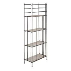 Providence Metal Baker Rack With Folding Wood-Top Shelves, 63" -Furniture Store providence metal baker rack with folding wood top shelves 63 2